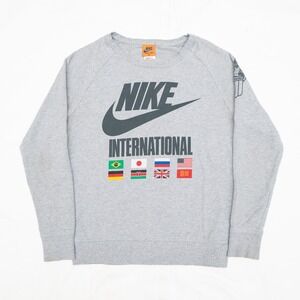 Nike Track & Field Mens Sweatshirt Size M Gray International Flags Long Sleeve